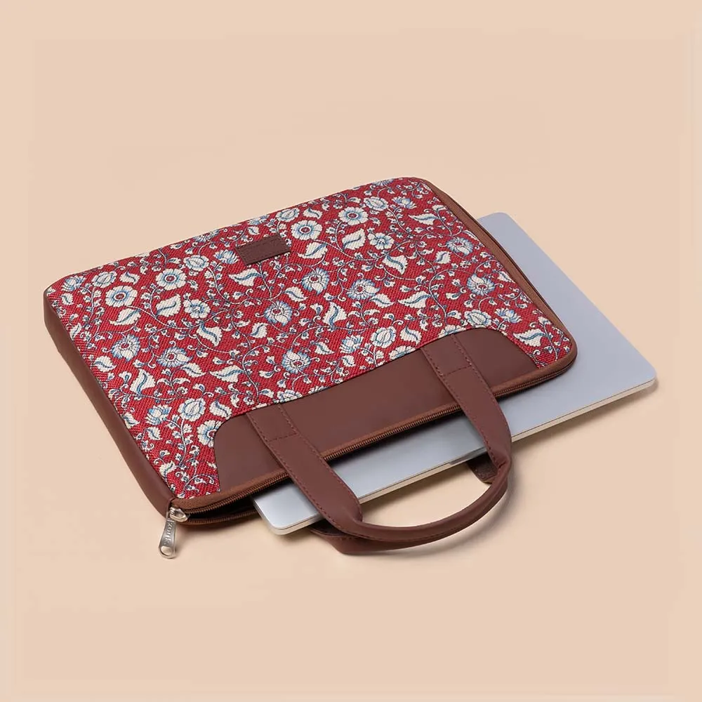 Chittoor Red Kalamkari L-Zippered Laptop Sleeve