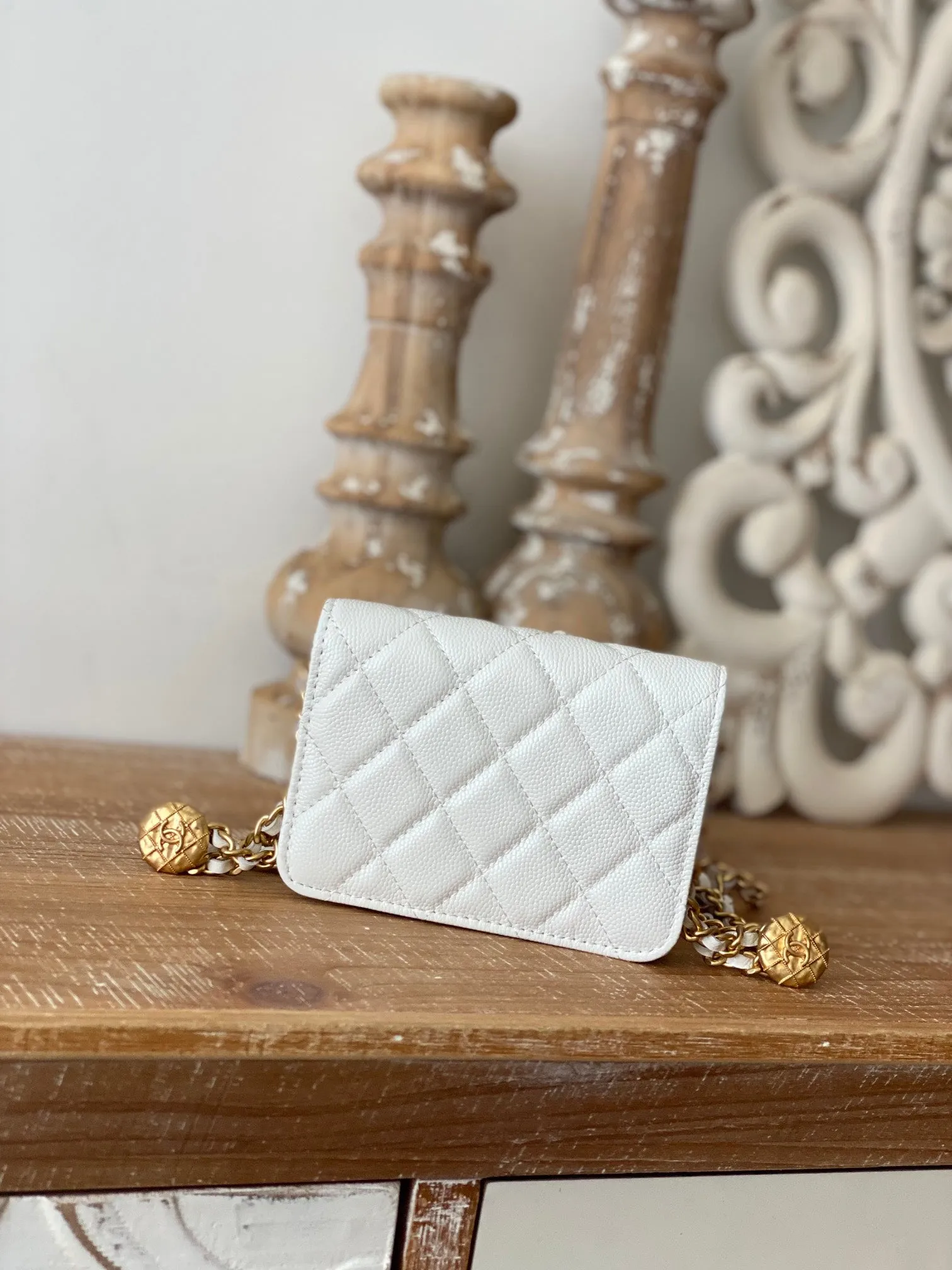 CHL Clutch With Chain White For Women, Women&#8217;s Bags 4.8in/12.3cm