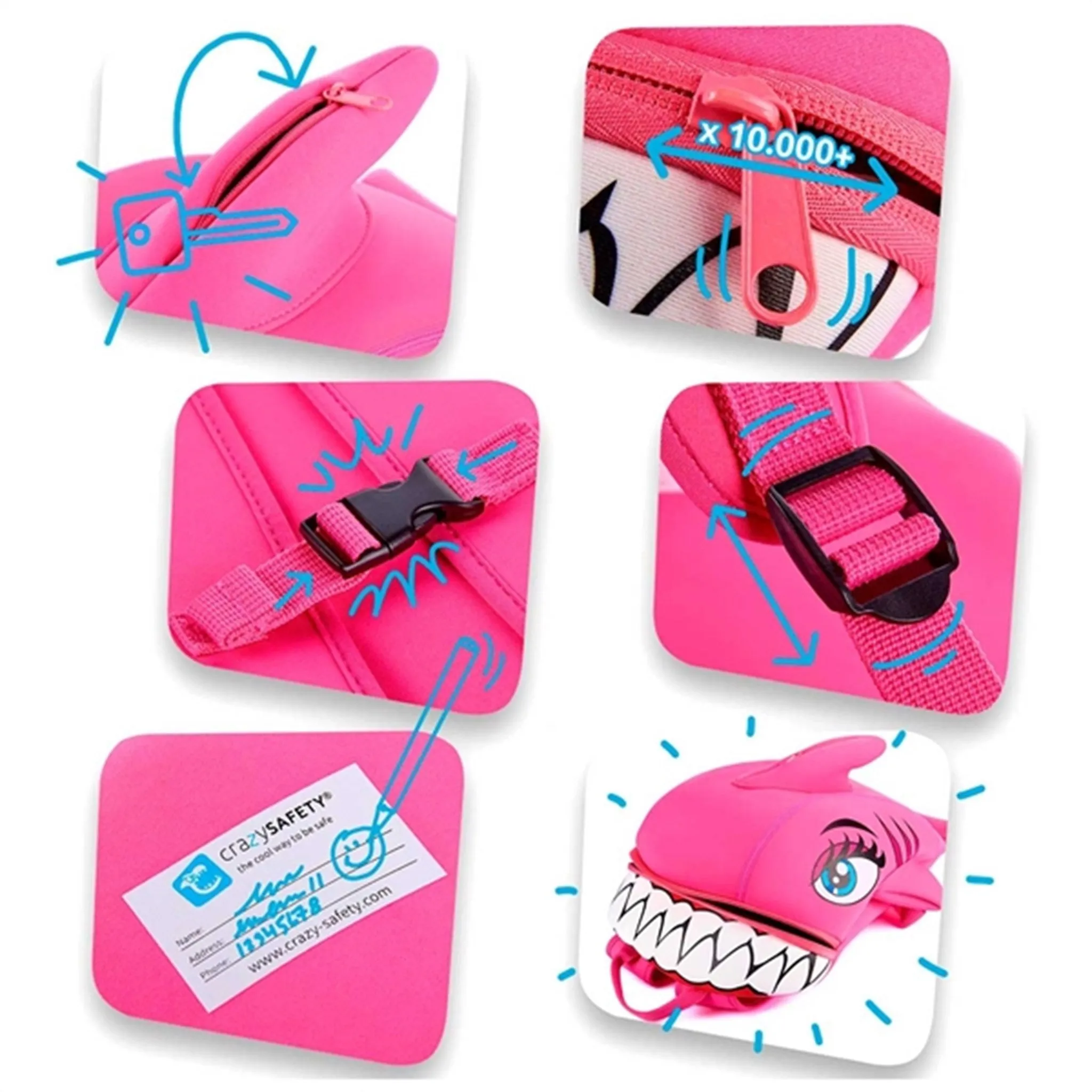 Crazy Safety Shark Backpack Pink