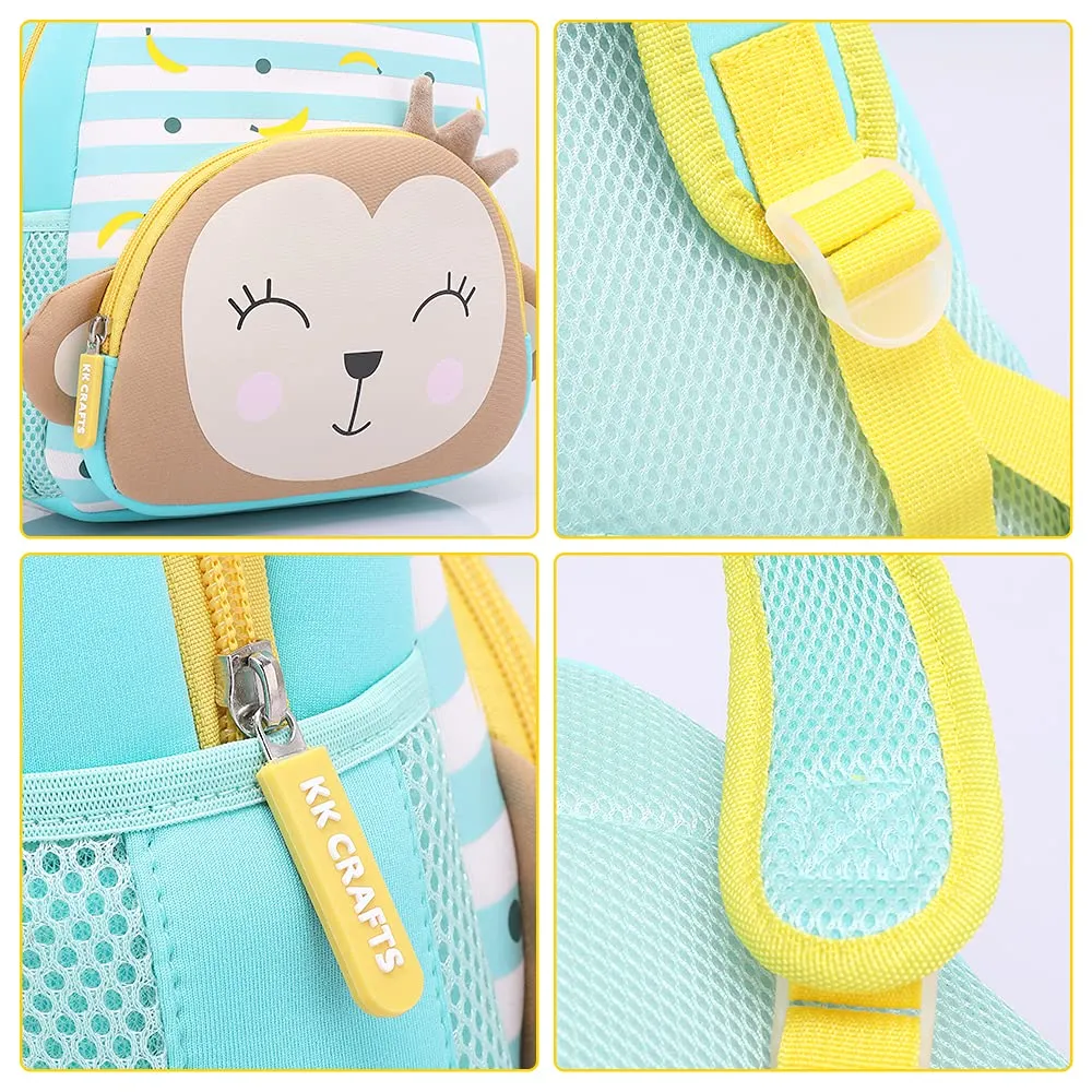 Cute Baby Monkey Soft Plush Backpack  with Front Pocket for Kids