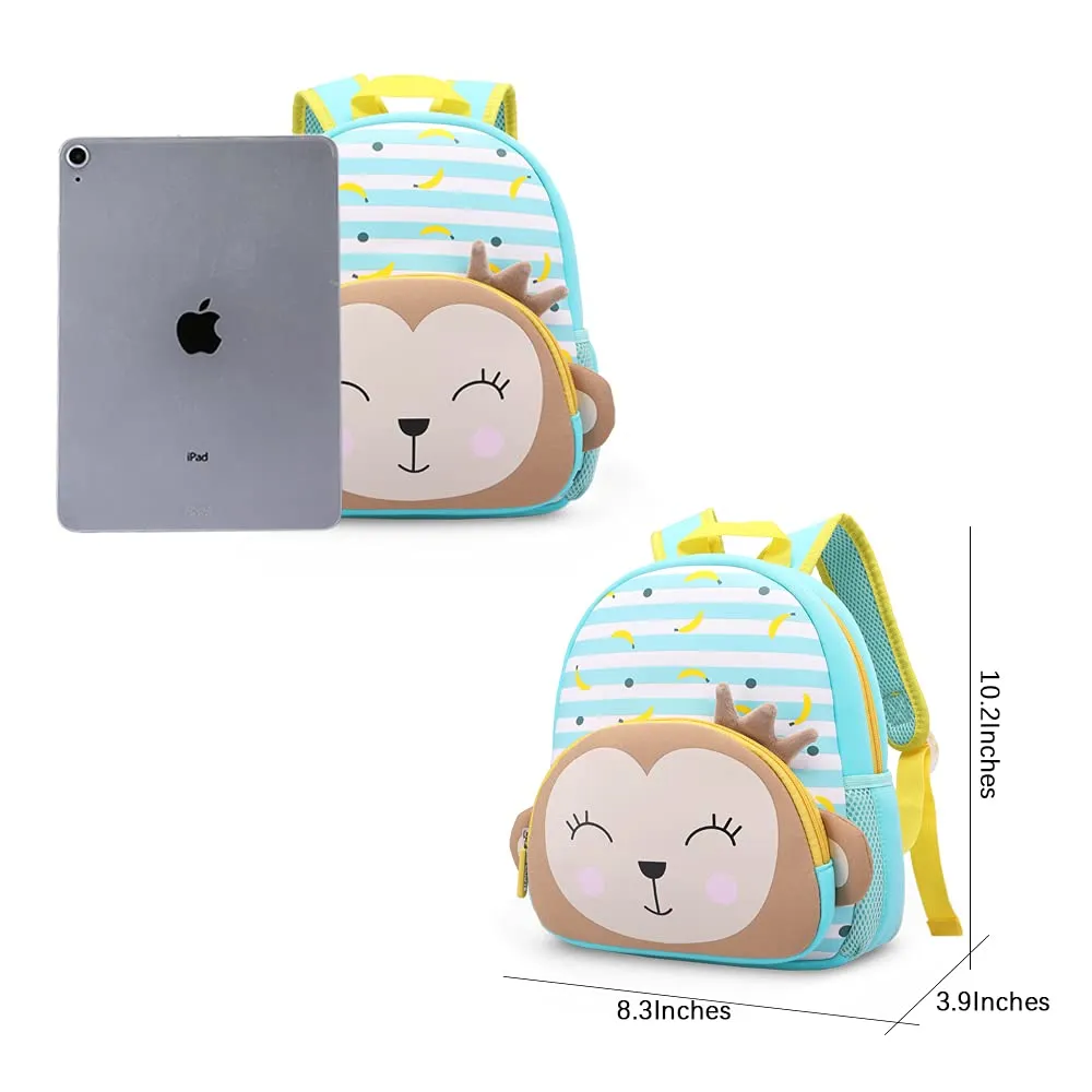 Cute Baby Monkey Soft Plush Backpack  with Front Pocket for Kids