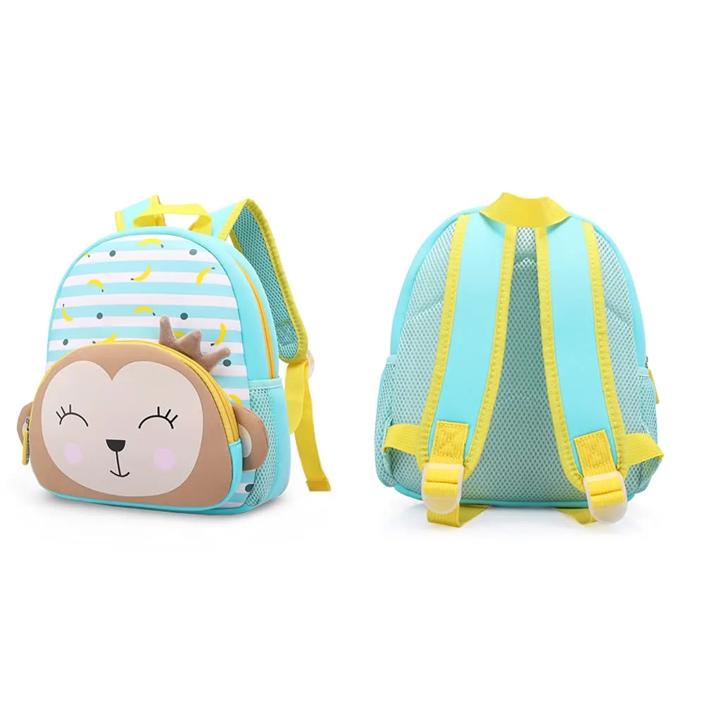 Cute Baby Monkey Soft Plush Backpack  with Front Pocket for Kids