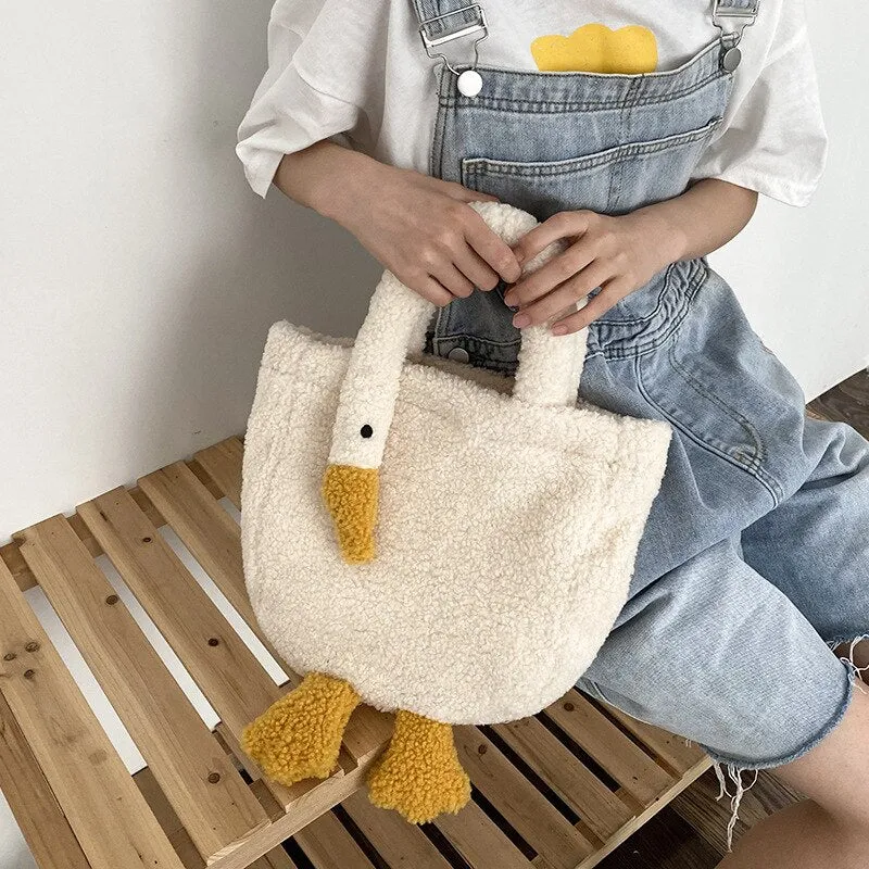 Darianrojas Winter Women Small Plush Tote Simple Warm Cloth Wrist Bags Cute Soft Handbag High Quality Eco Makeup Bag Purses For Girls