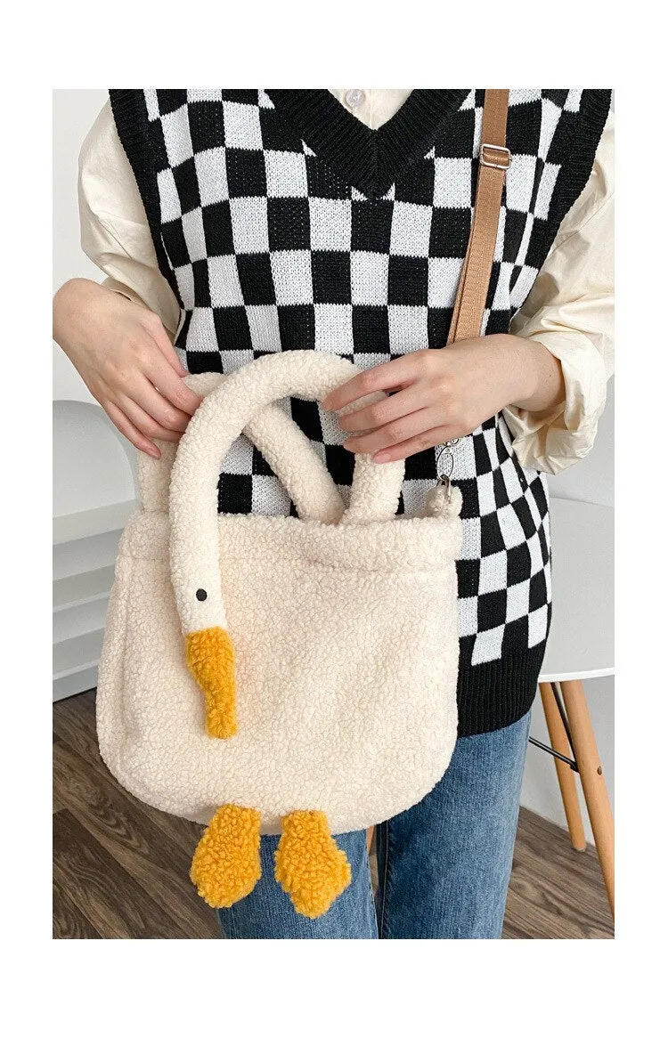 Darianrojas Winter Women Small Plush Tote Simple Warm Cloth Wrist Bags Cute Soft Handbag High Quality Eco Makeup Bag Purses For Girls