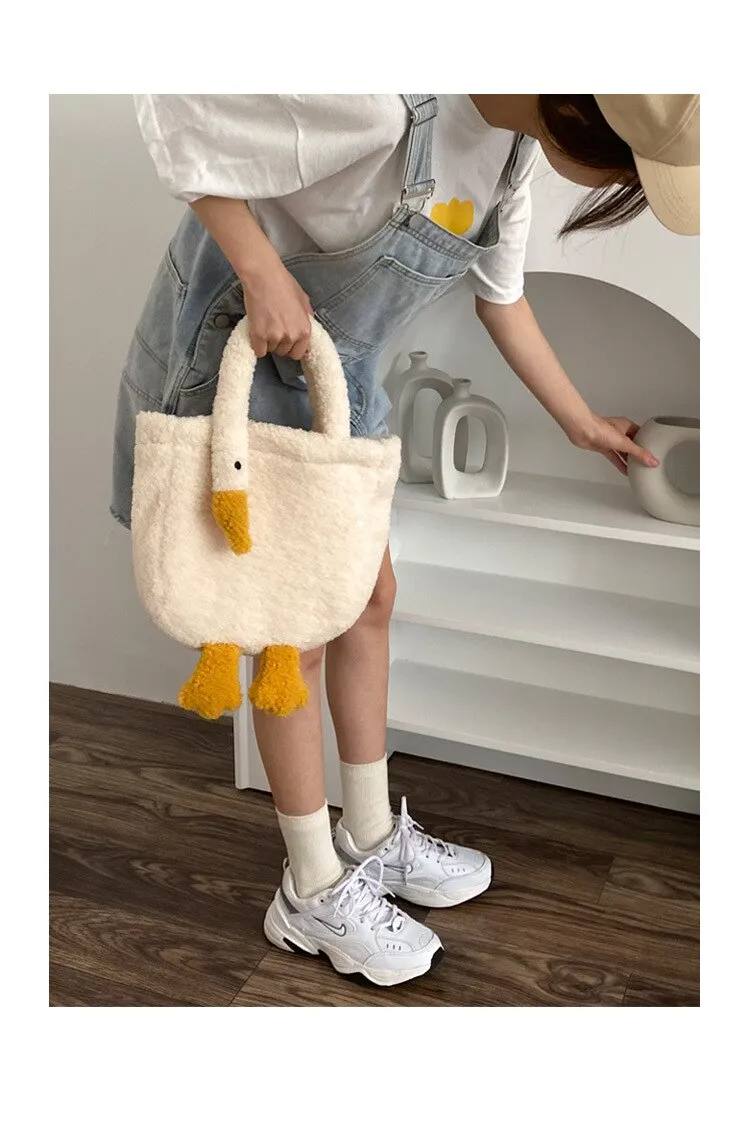 Darianrojas Winter Women Small Plush Tote Simple Warm Cloth Wrist Bags Cute Soft Handbag High Quality Eco Makeup Bag Purses For Girls