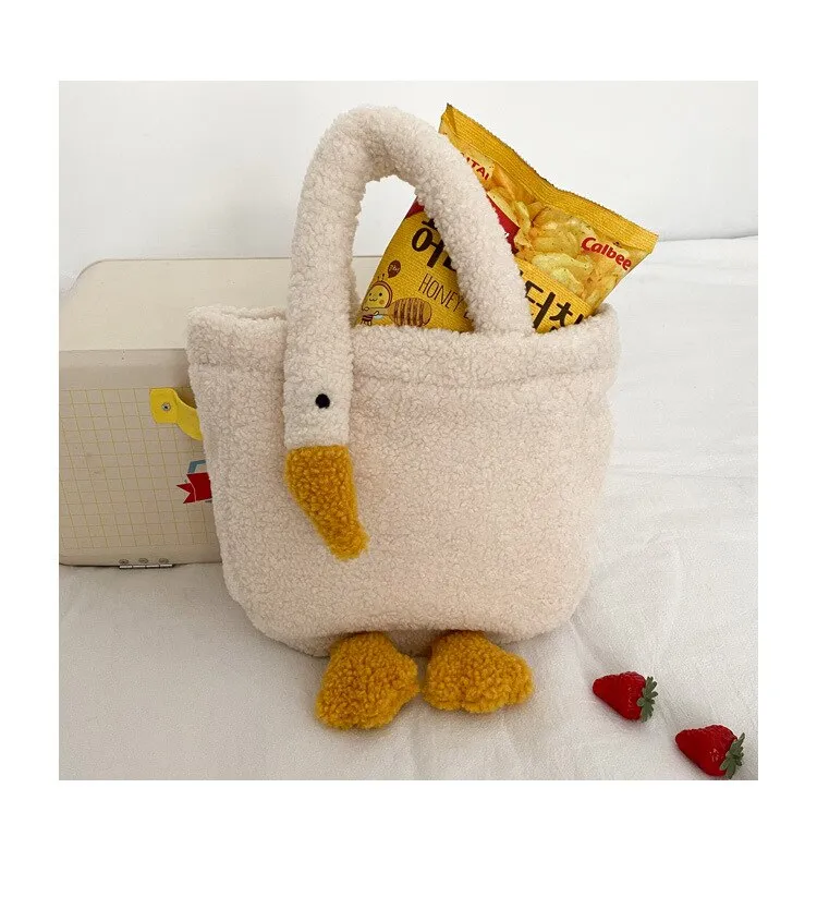 Darianrojas Winter Women Small Plush Tote Simple Warm Cloth Wrist Bags Cute Soft Handbag High Quality Eco Makeup Bag Purses For Girls