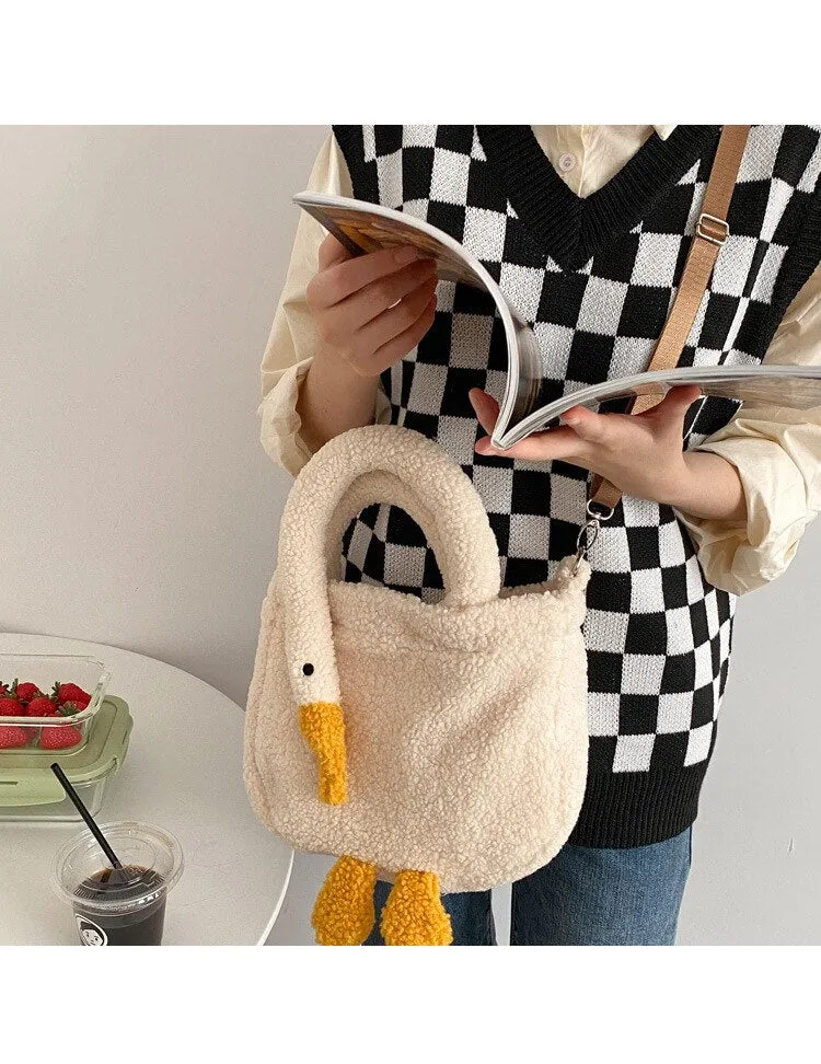 Darianrojas Winter Women Small Plush Tote Simple Warm Cloth Wrist Bags Cute Soft Handbag High Quality Eco Makeup Bag Purses For Girls