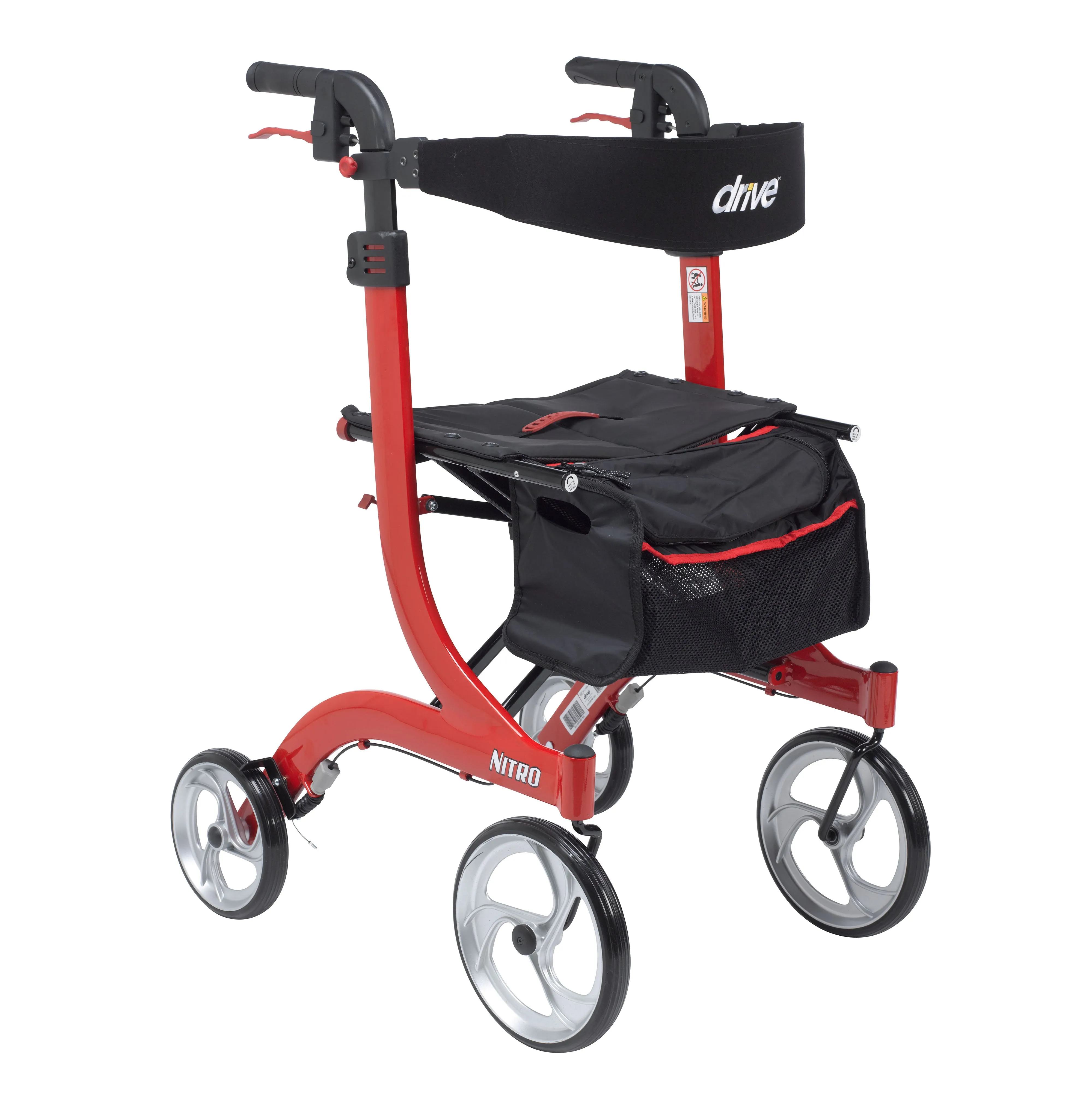 Drive Medical rtl10266-t Nitro Euro Style Walker Rollator, Tall, Red