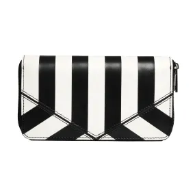 Duet Night Black and White Striped Clutch