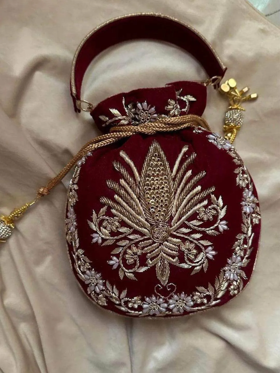 Embroidered Sequins Zari Work Potli Bag