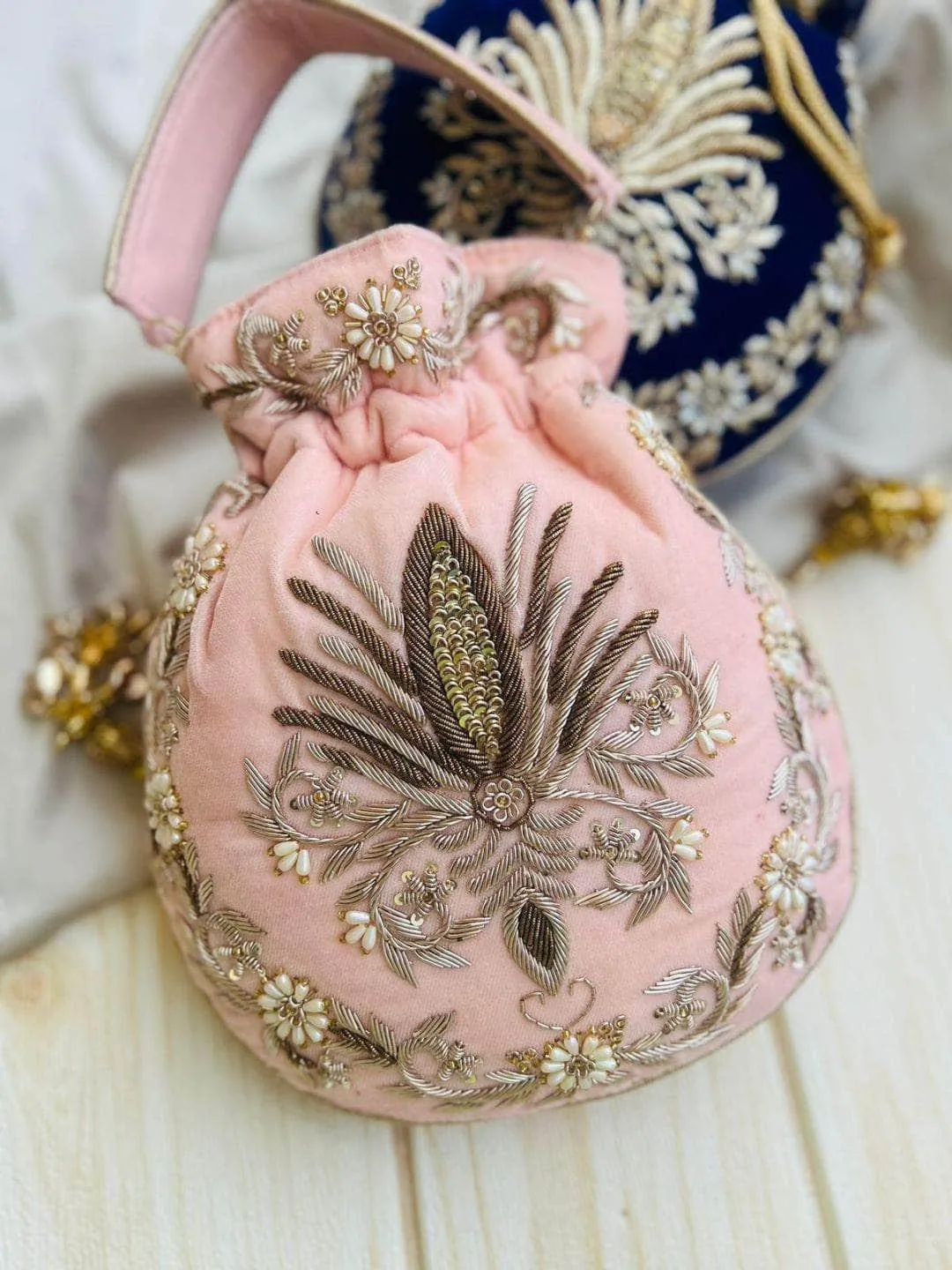 Embroidered Sequins Zari Work Potli Bag