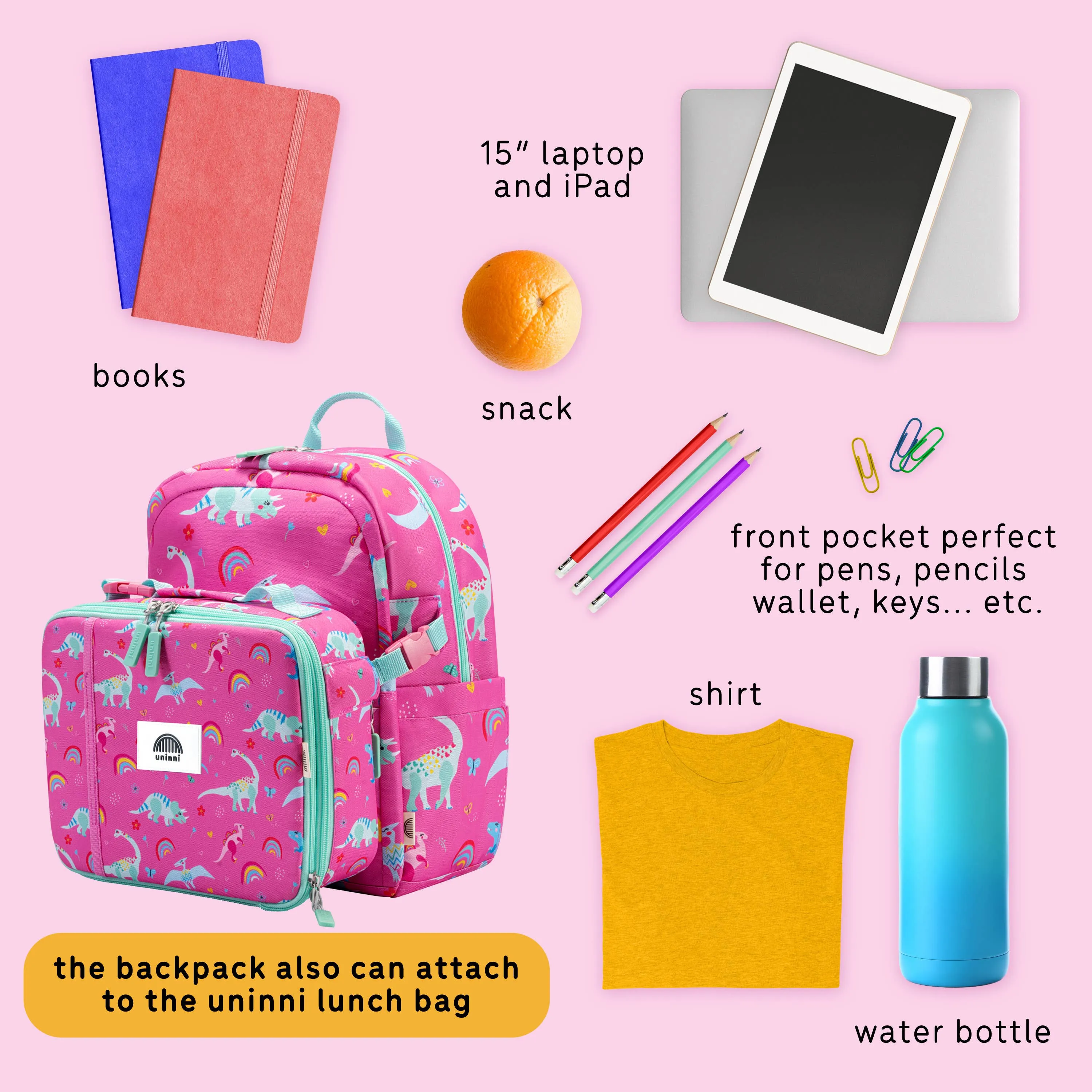 Ethan Backpack-Pink Dinosaur: Pink Dinosaur