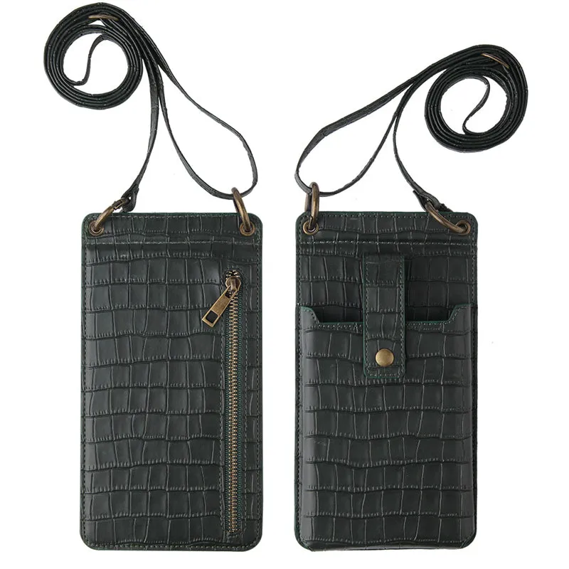 Fashion Ladies Crocodile Pattern One-Shoulder Crossbody Cellphone Bag