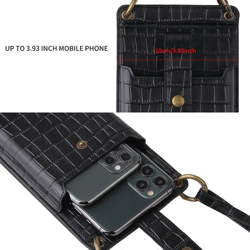 Fashion Ladies Crocodile Pattern One-Shoulder Crossbody Cellphone Bag