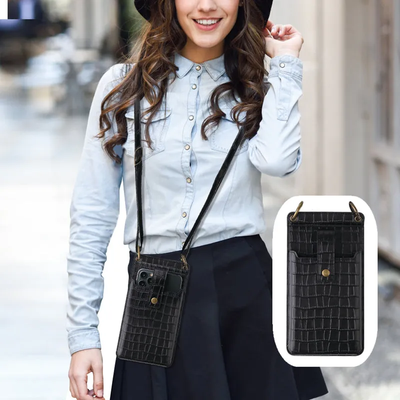 Fashion Ladies Crocodile Pattern One-Shoulder Crossbody Cellphone Bag