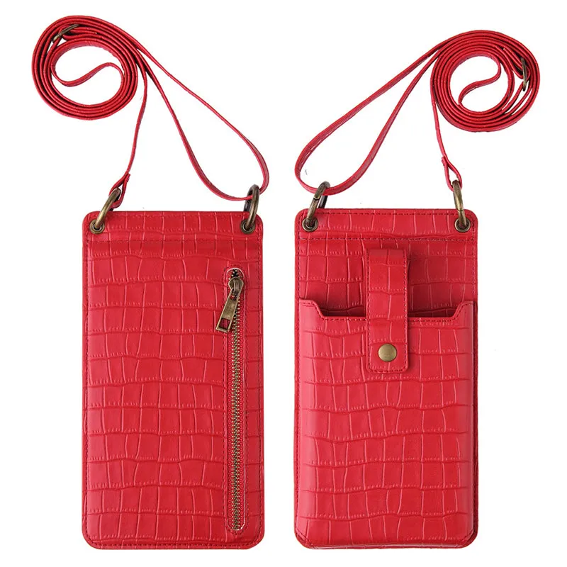 Fashion Ladies Crocodile Pattern One-Shoulder Crossbody Cellphone Bag