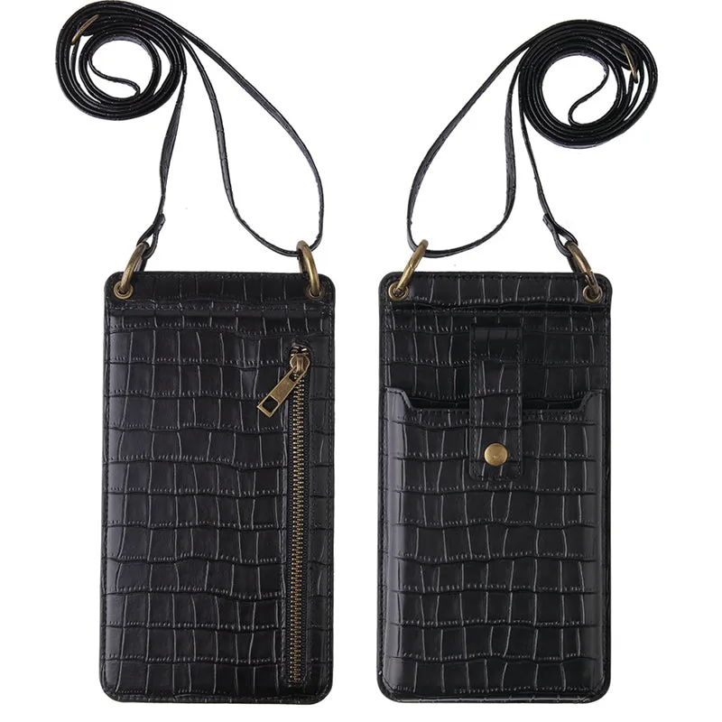 Fashion Ladies Crocodile Pattern One-Shoulder Crossbody Cellphone Bag