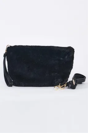 Faux Fur Hidden Magnetic Snap Crossbody Bag Clutch