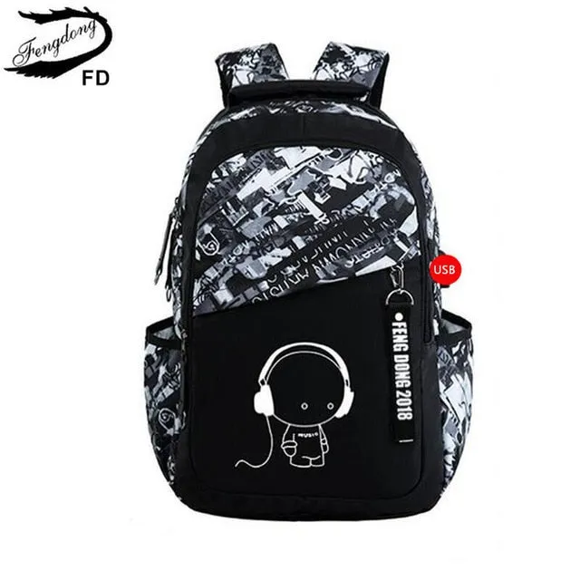 FengDong boys school bags waterproof large backpack