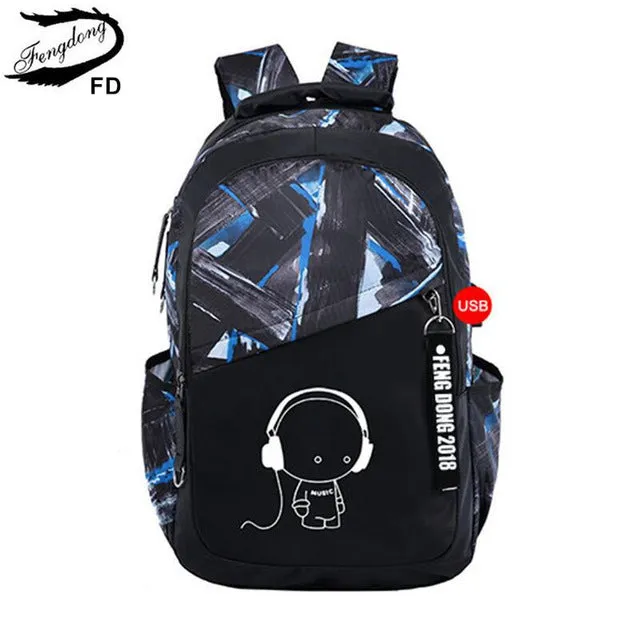 FengDong boys school bags waterproof large backpack