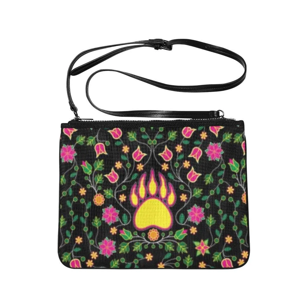 Floral Bearpaw Pink and Yellow Slim Clutch Bag