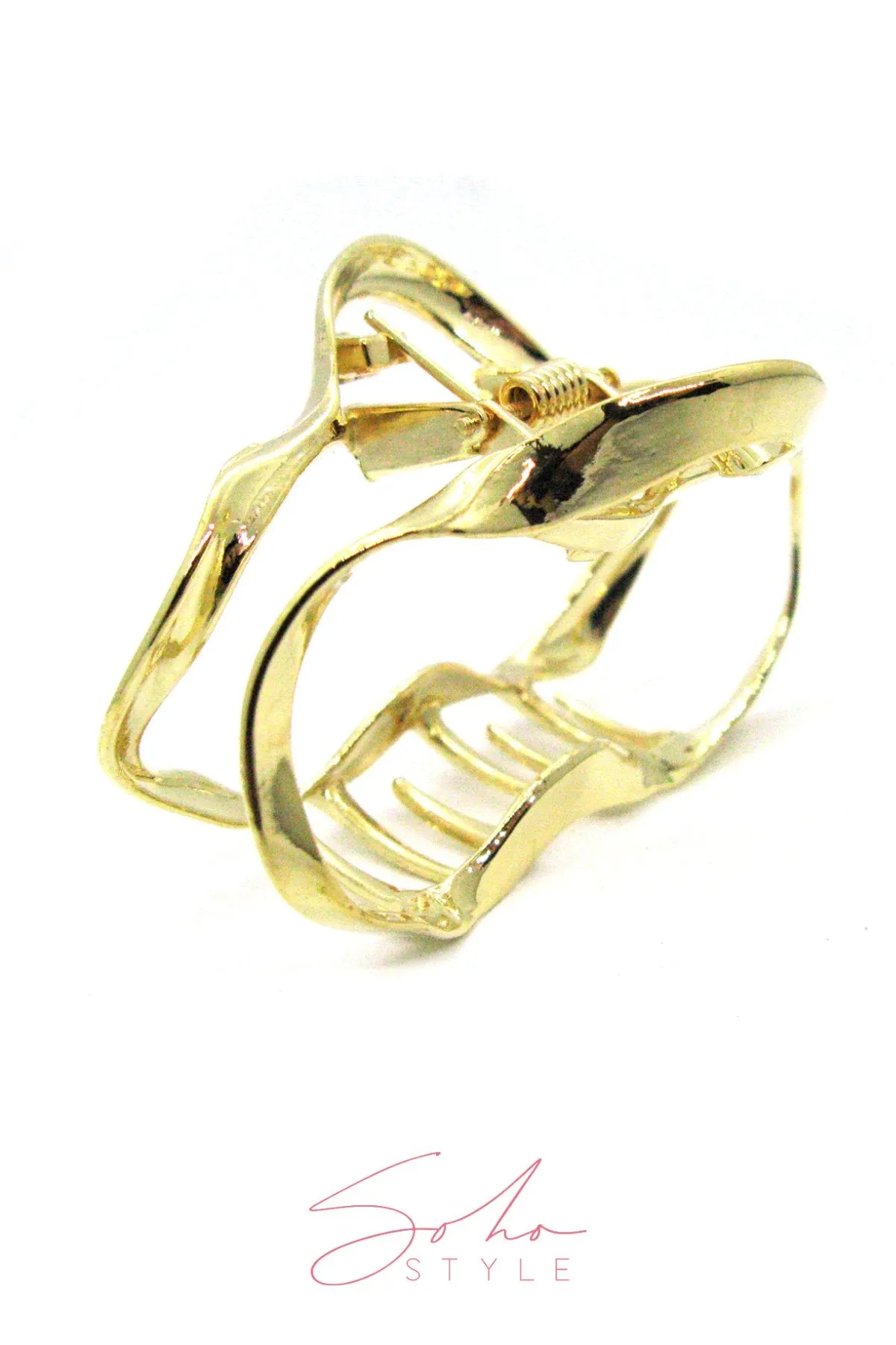 Gold Metal Open Wave Shape Jaw Clip