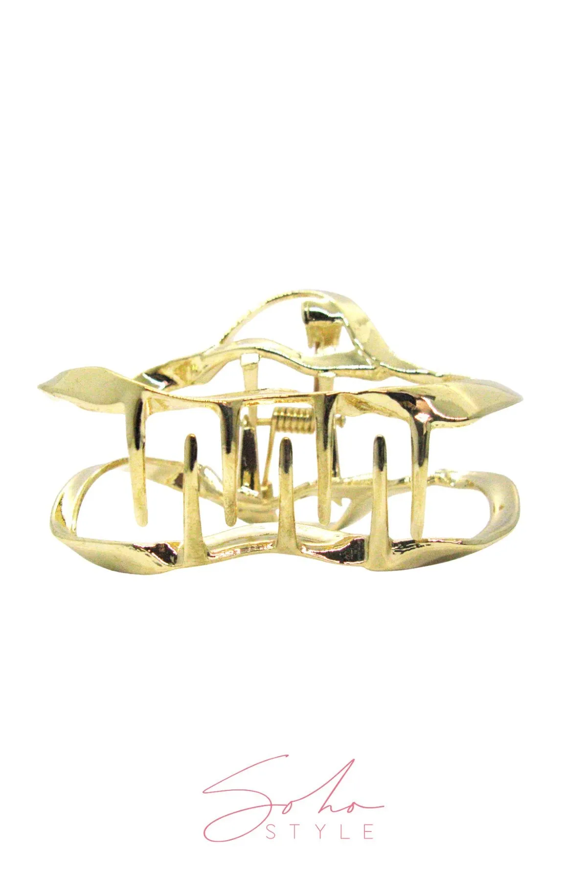 Gold Metal Open Wave Shape Jaw Clip