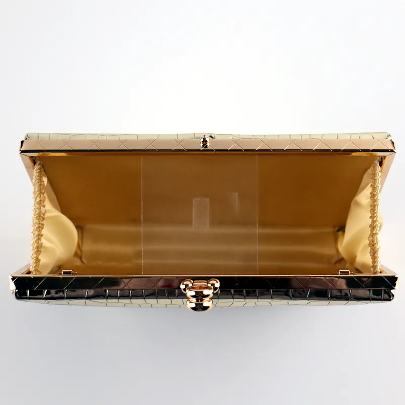 Golden Shiny Evening Textured Clutch Bag