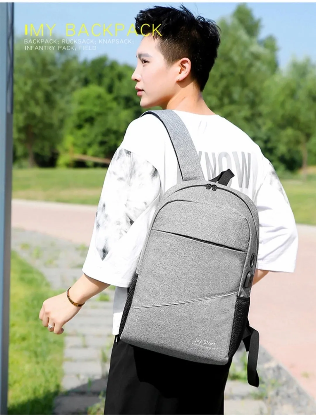 Grey 3 in 1 Laptop Backpack For Men & Women Without USB Port 2003