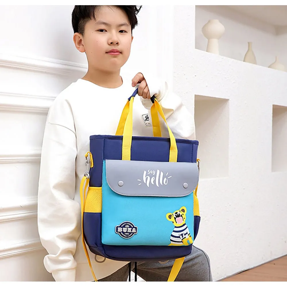 Grey & Blue Tiger theme Shoulder/Backpack style Bag for Kids