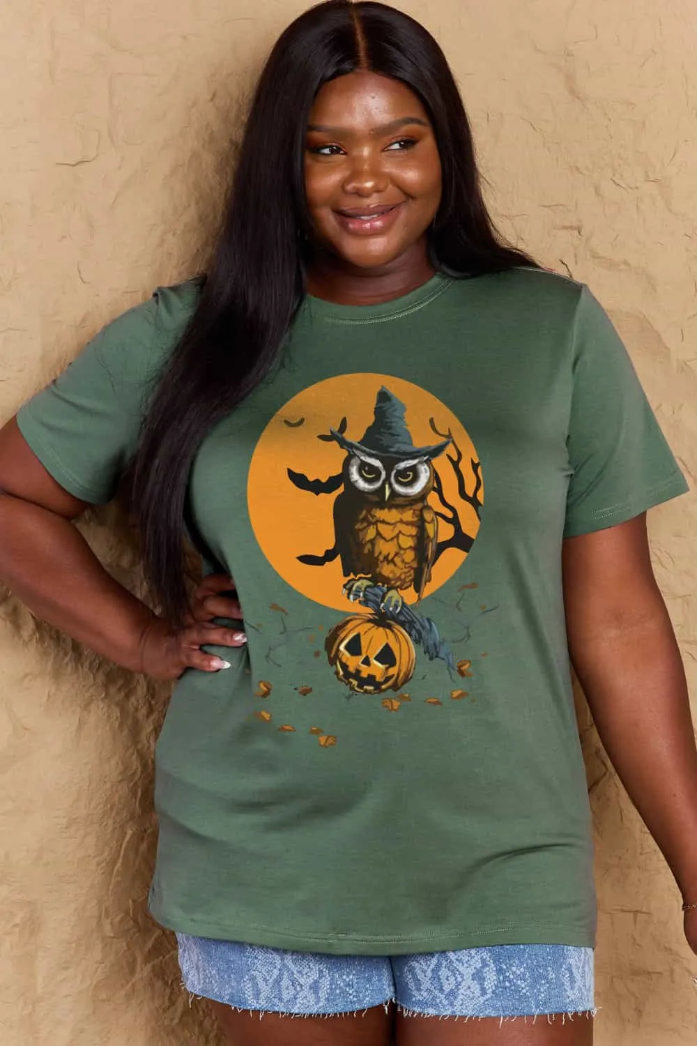 Halloween Theme Graphic Cotton T-Shirt