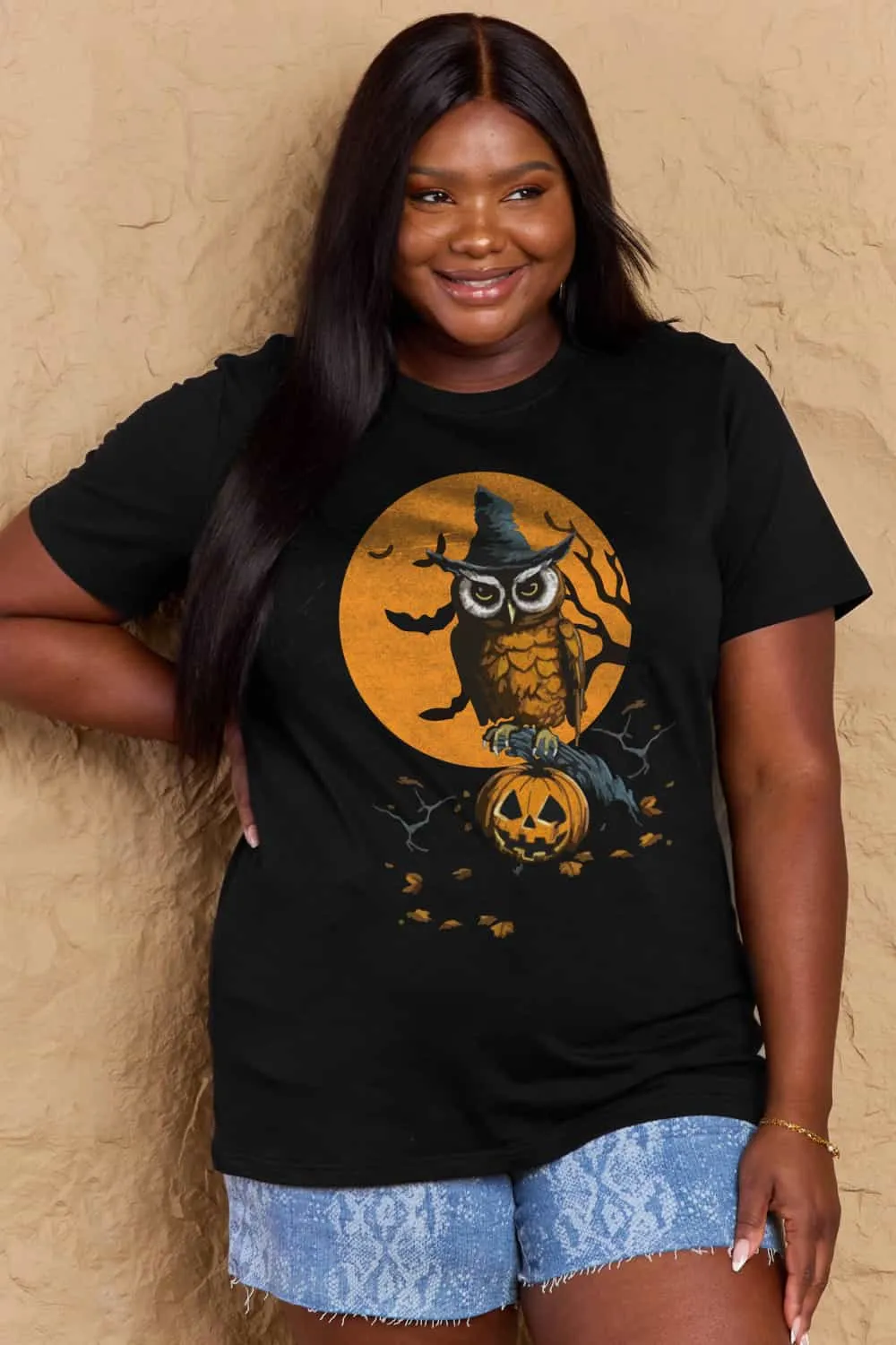 Halloween Theme Graphic Cotton T-Shirt