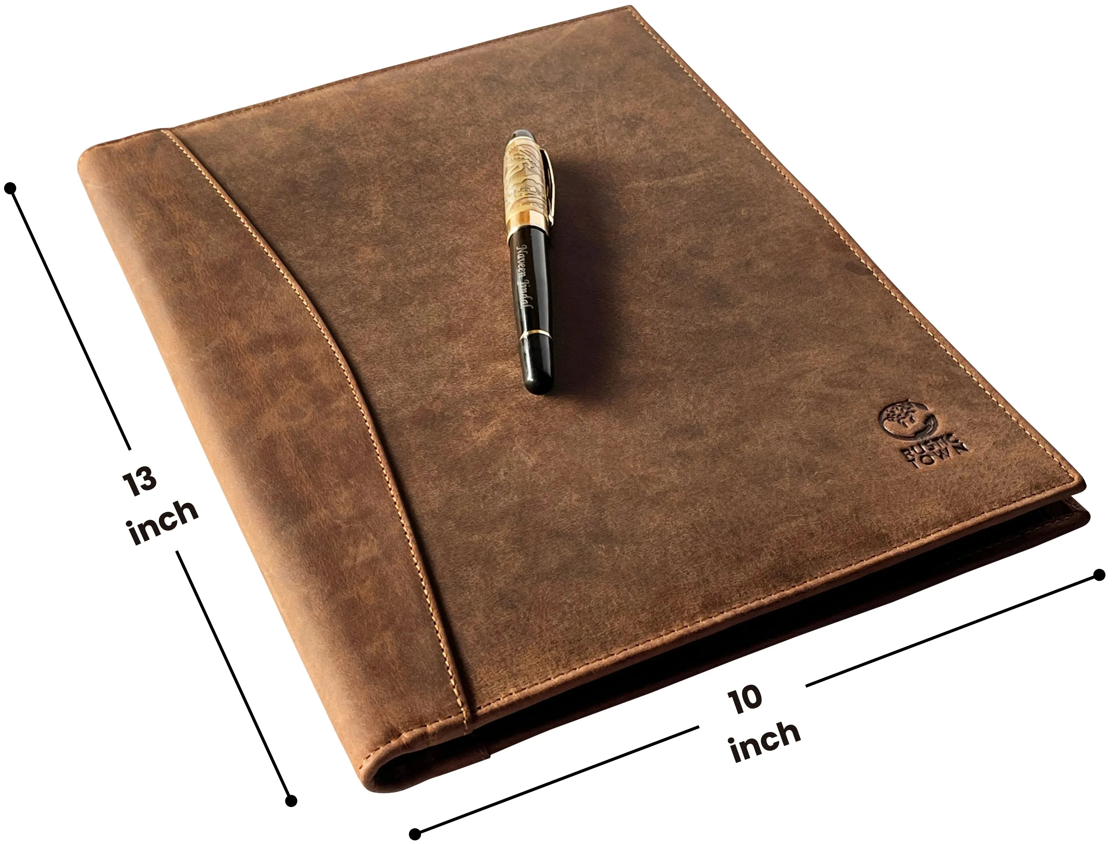 Handmade Business Leather Portfolio (Hunter)