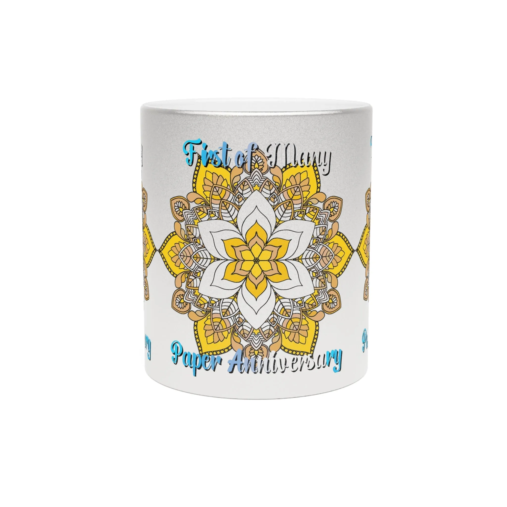 Handmade Mandala Metallic Mug - First Year Anniversary Gift