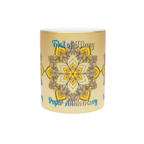 Handmade Mandala Metallic Mug - First Year Anniversary Gift