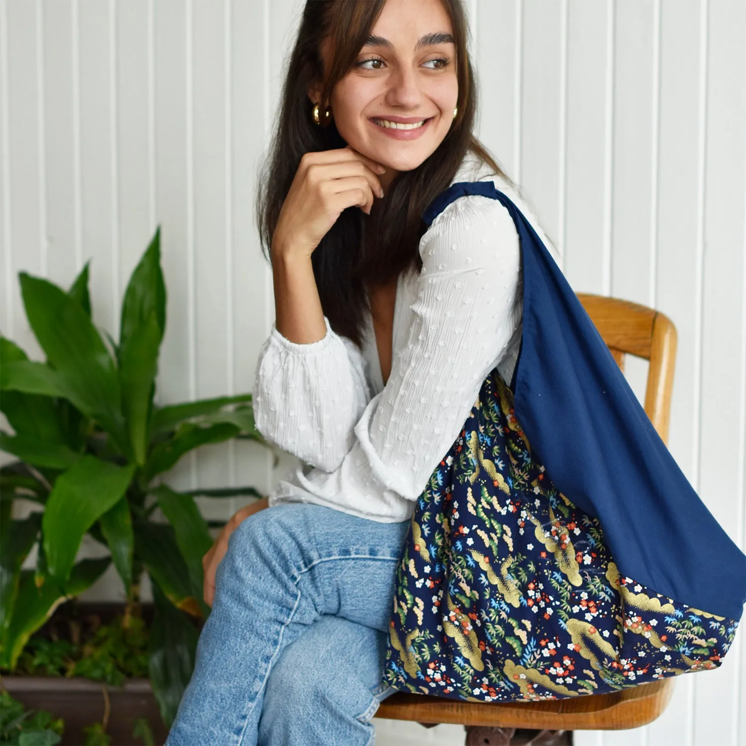 *Handmade* Origami bag | Market bag | Sakura (Navy Blue)