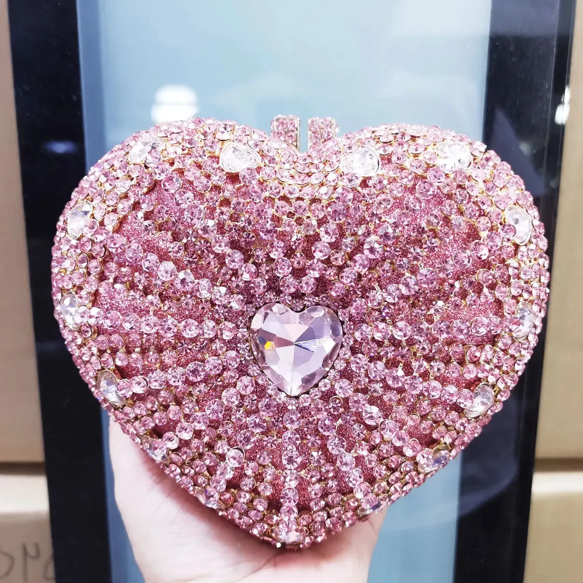 Heart of Hearts Studded Clutch Handbag