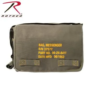 Heavyweight Canvas Classic Messenger Bag With Military Stencil