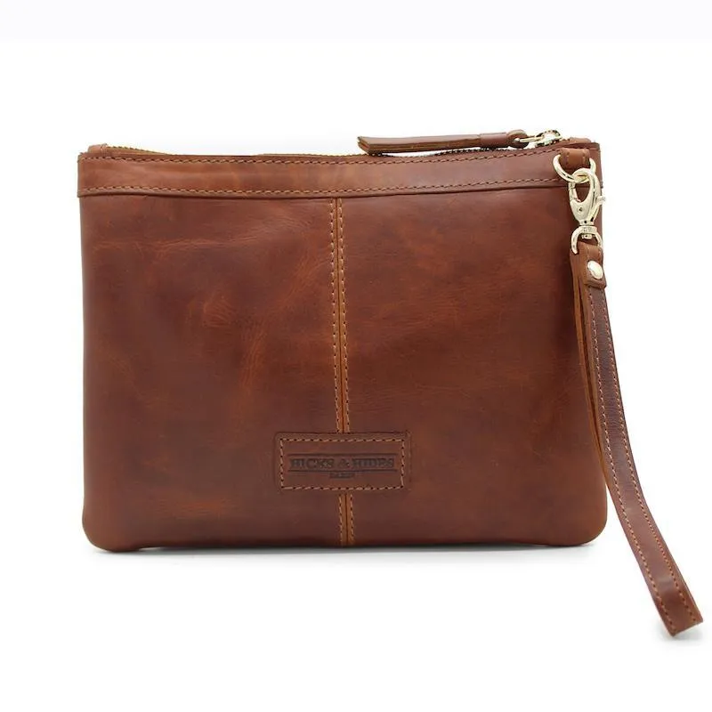 Hicks & Hides Charlton Cartridge Ladies Clutch Bag - Cognac