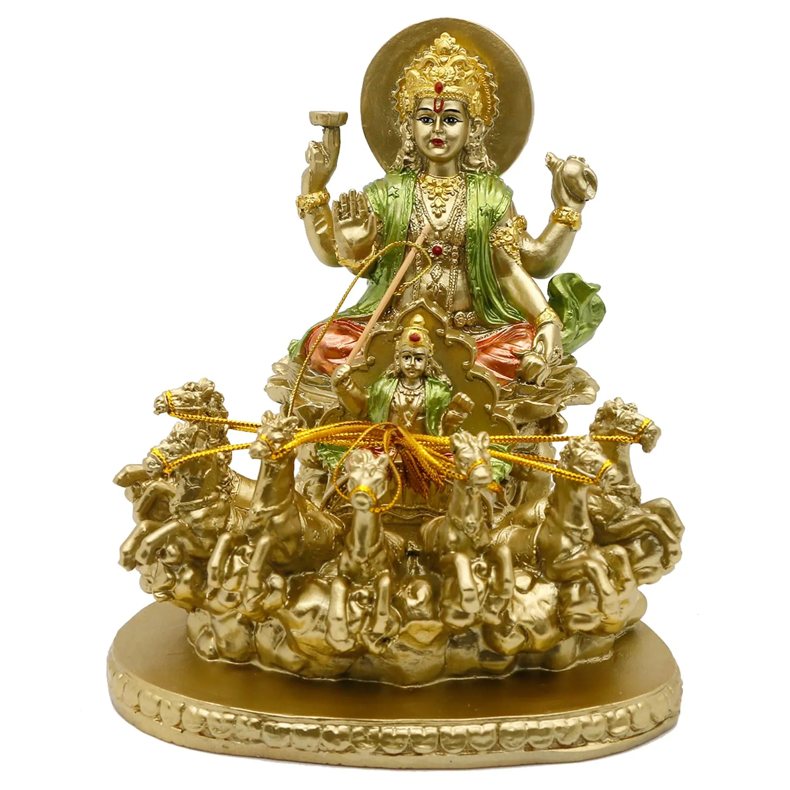 Hindu God Lord Surya Statue - India Home Temple Mandir Puja Idol Pooja Item Indian Diwali Decor Murti Staue Religious Meditation Yoga Room Altar Decoration Handicraft Figurine