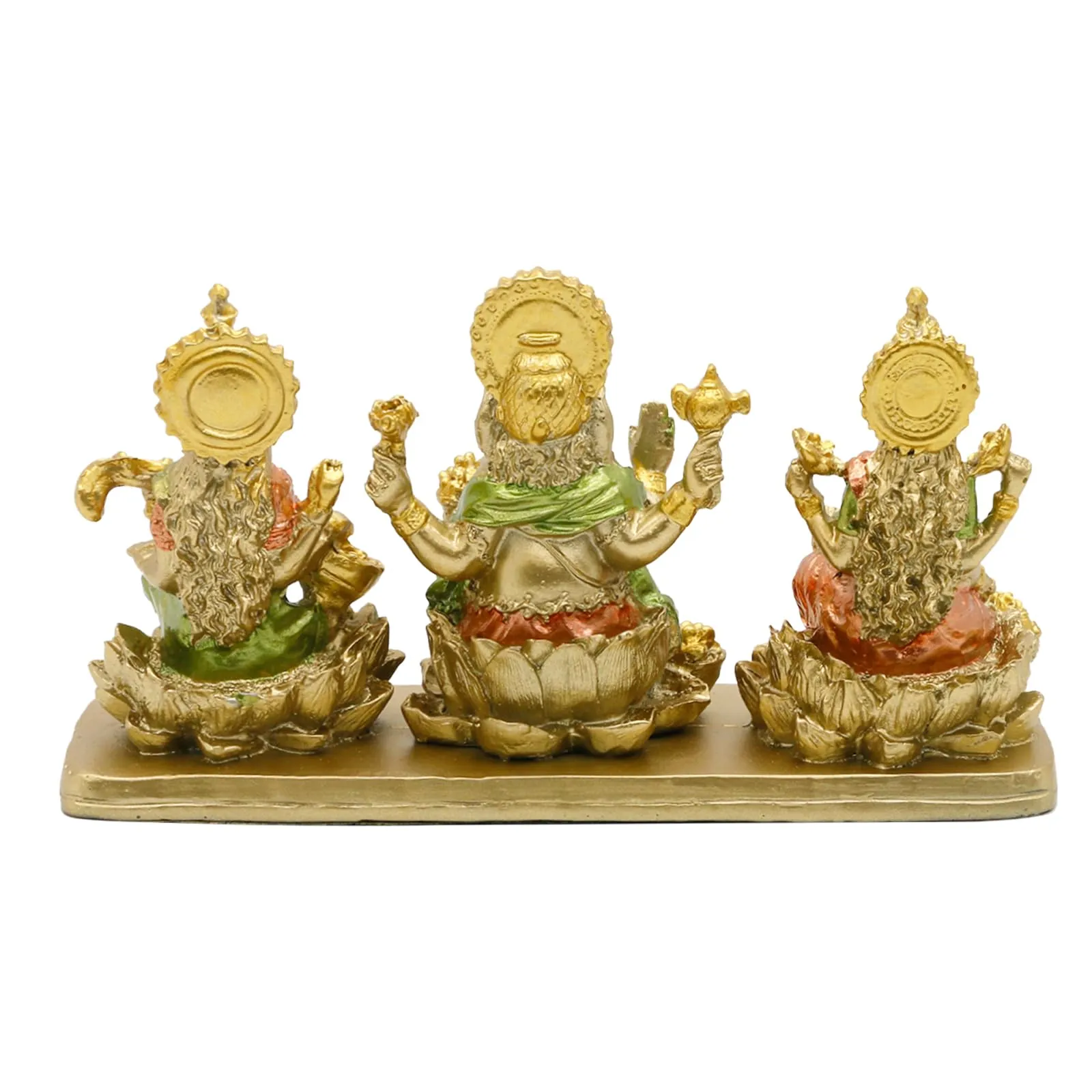 Hindu Lakshmi Ganesha Saraswati Statue - Laxmi Ganesh Idol for Car Dashboard Decor Home Temple Mandir Pooja Item Indian Puja Item Diwali Gift Meditation Yoga Altar Decoration