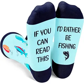 If You Can Read This, I'd Rather Be Fishing Socks for Men who Love to Fishing, Funny Gifts for Fishermen, Fishing Lovers Gifts