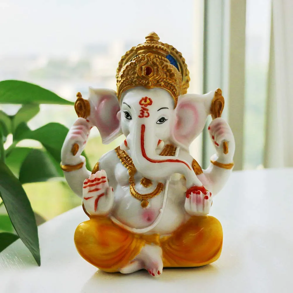 India Ganesh Statue Diwali Decor - Hindu Lord Ganesha Idol - Indian Meditation Temple Mandir Puja Items