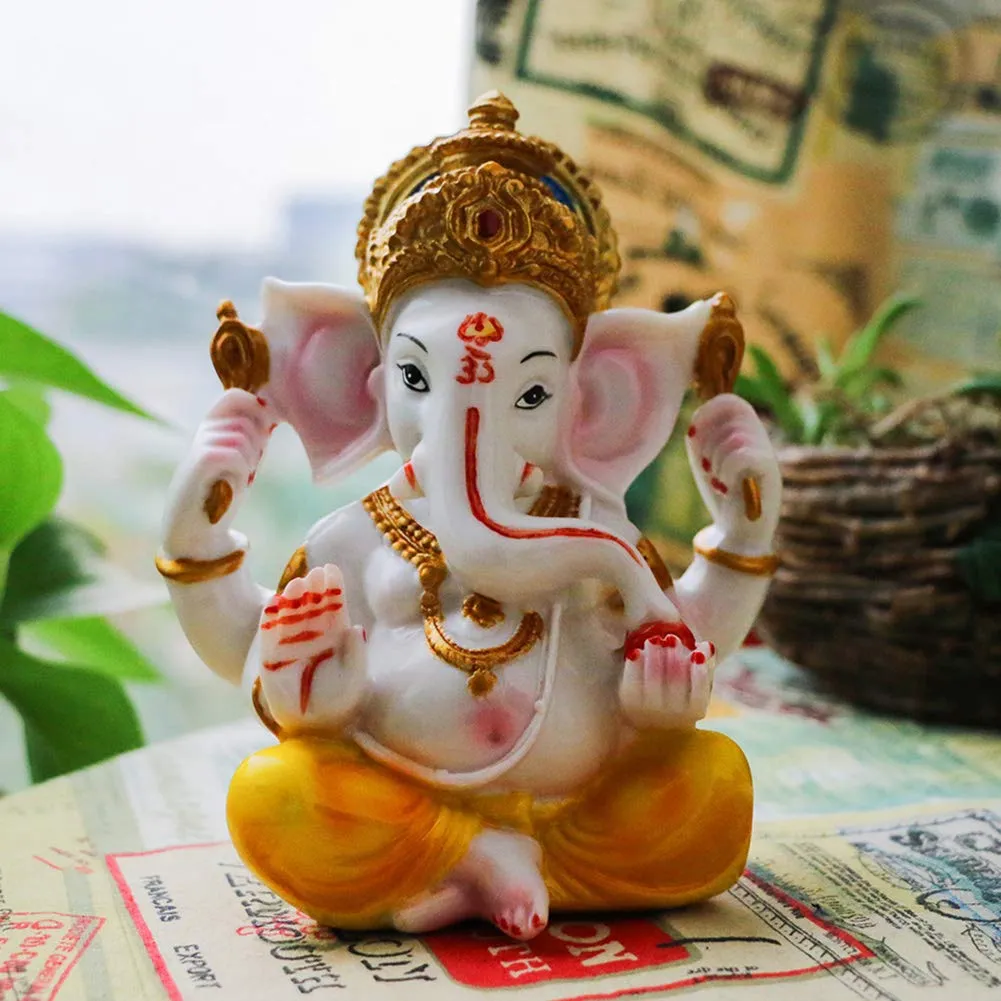 India Ganesh Statue Diwali Decor - Hindu Lord Ganesha Idol - Indian Meditation Temple Mandir Puja Items