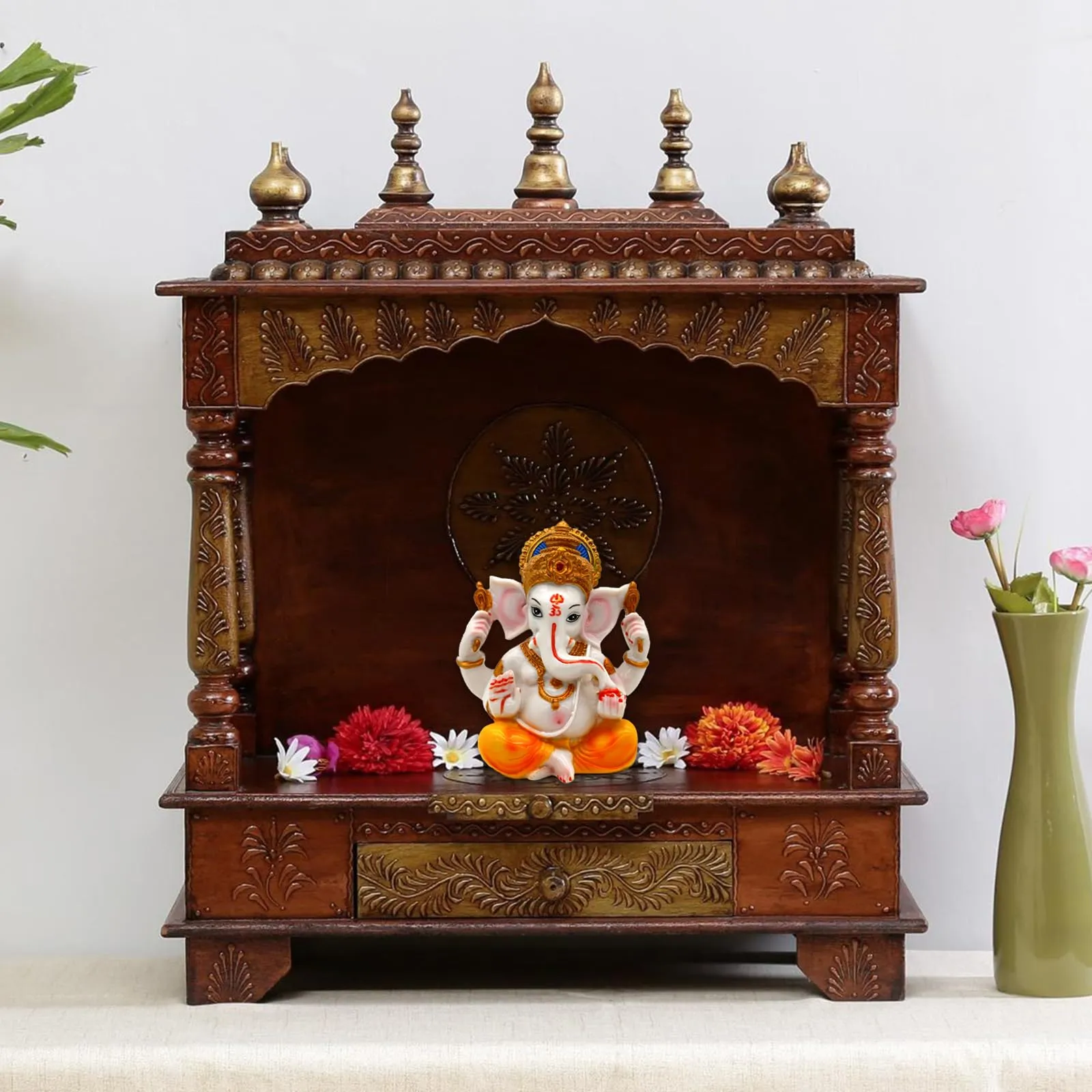 India Ganesh Statue Diwali Decor - Hindu Lord Ganesha Idol - Indian Meditation Temple Mandir Puja Items