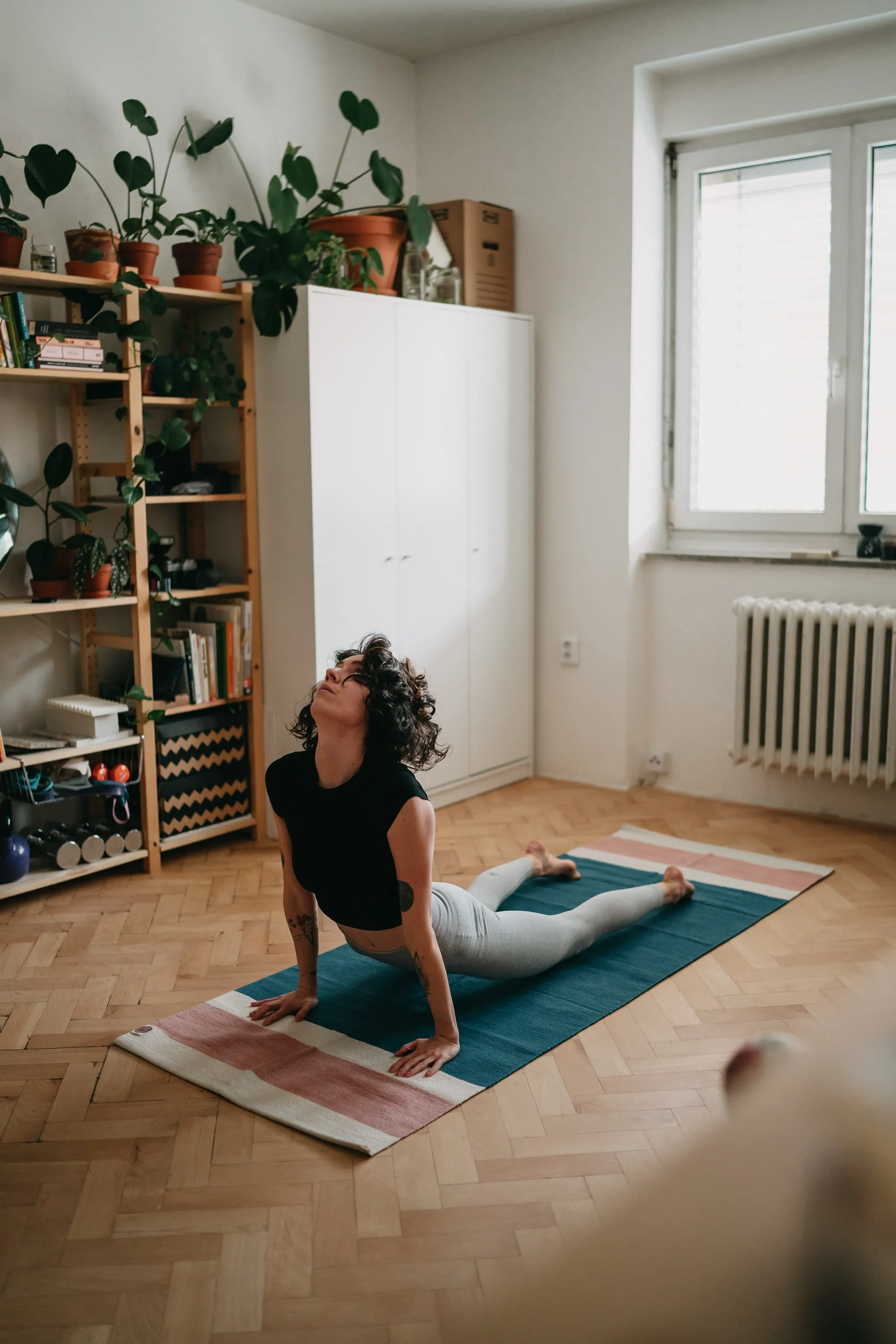 Indigo Pink combo - organic yoga rug   herbal towel