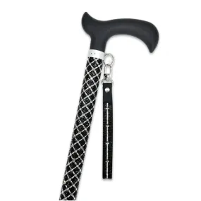 Jacqueline Kent "Sugar Cane" Black Silver Cross Adjustable Medical Cane