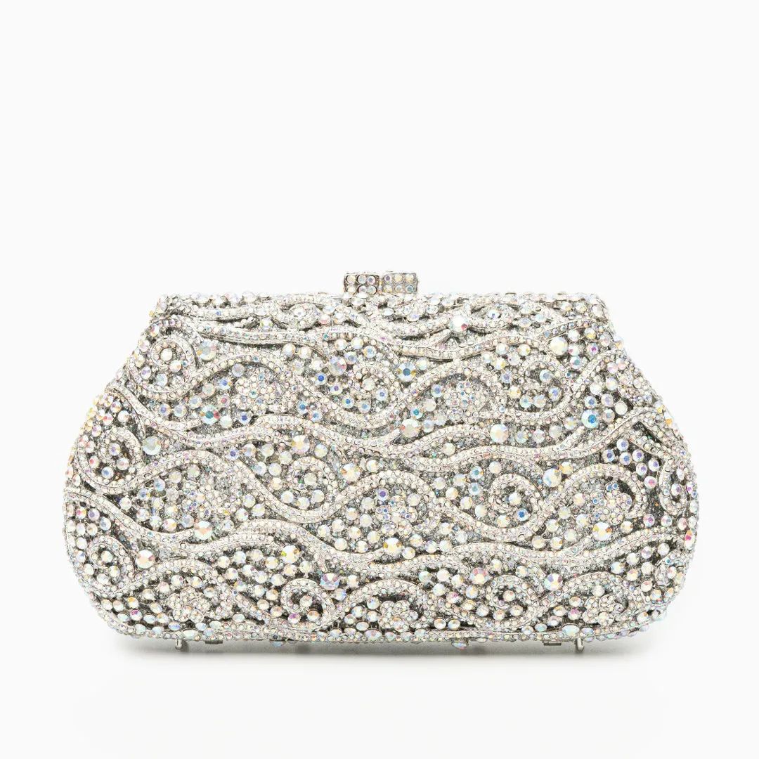 Juliet Rhinestones Clutch Bag - Silver