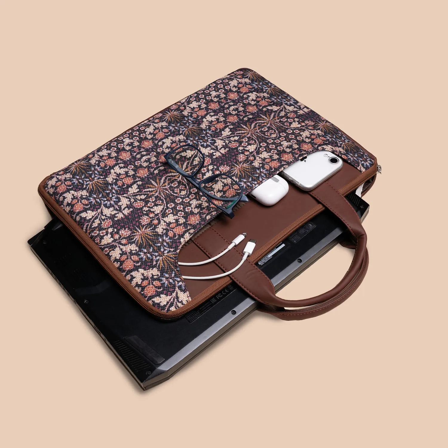 Kashmir Blooms L-Zippered Laptop Sleeve