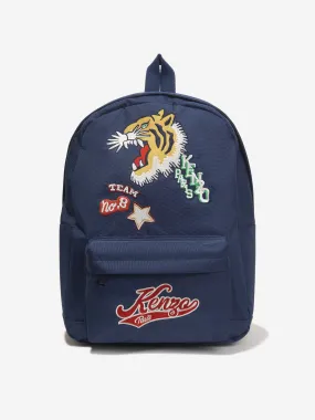 KENZO Kids Embroidered Badges Backpack in Navy